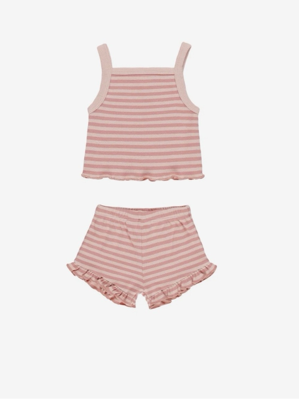 Pink Stripe Tank & Ruffle Shorts